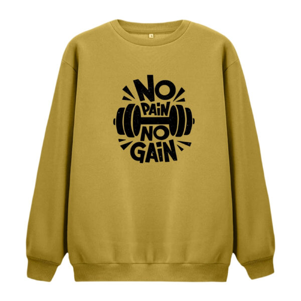 سویشرت زنانه مدل no pain no gain رنگ کرم