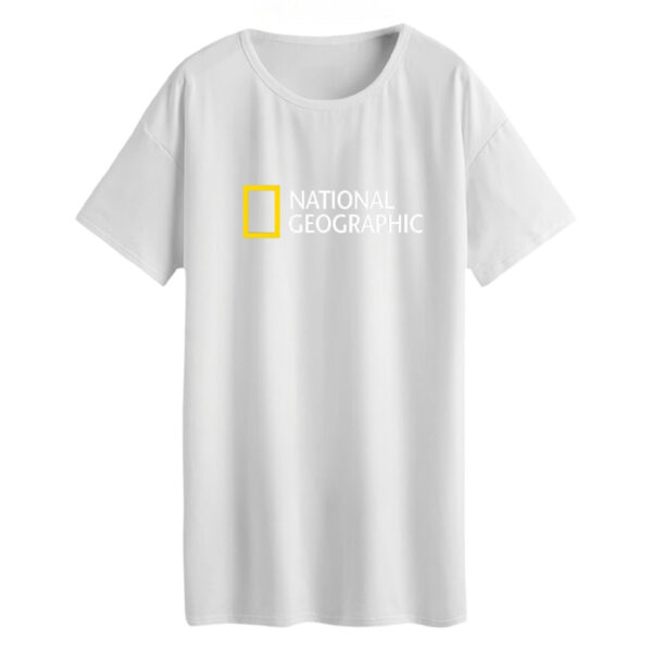 تی شرت لانگ زنانه مدل national geographic رنگ سفید
