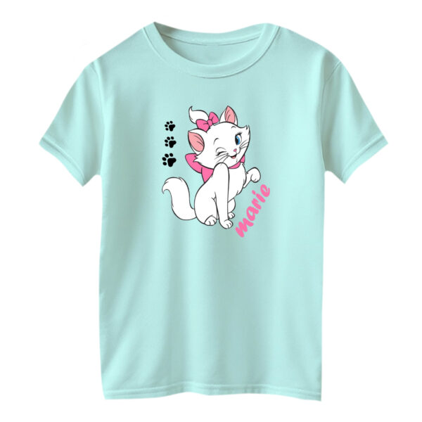 تی شرت آستین کوتاه بچگانه مدل گربه اشرافی کد ۱ رنگ آبی روشن