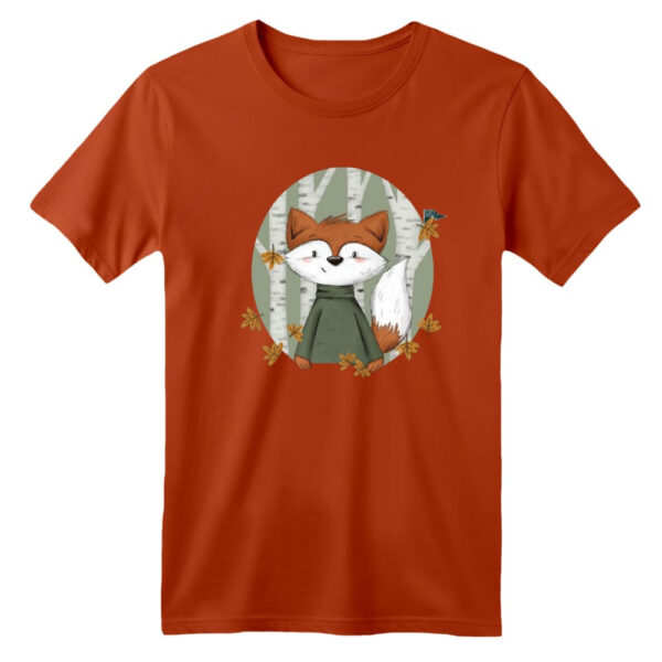 تی شرت آستین کوتاه بچگانه مدل روباه کد ۲ رنگ آجری