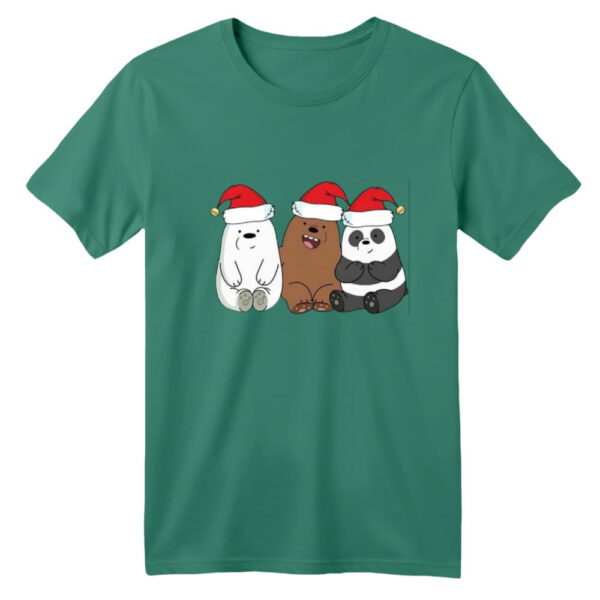 تی شرت آستین کوتاه بچگانه مدل خرس کریسمس کد 8 رنگ سبز سدری