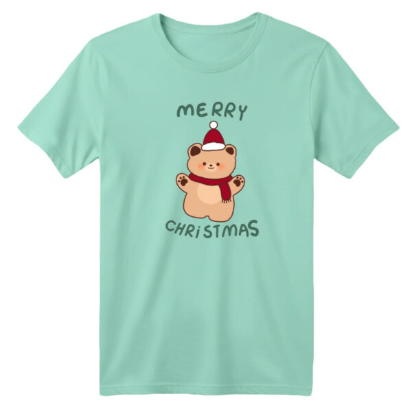 تی شرت آستین کوتاه بچگانه مدل خرس کریسمس کد 2 رنگ سبز روشن
