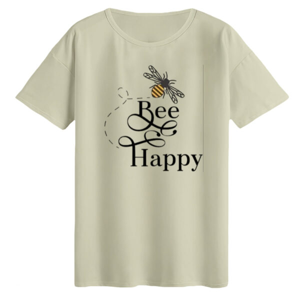 تی‌شرت لانگ آستین کوتاه زنانه مدل bee happy رنگ کرم
