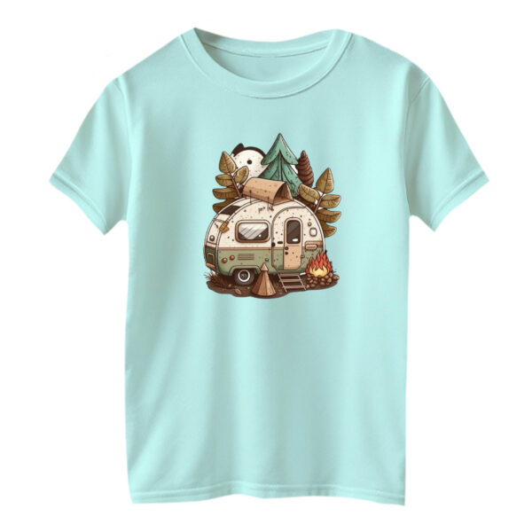 تی شرت آستین کوتاه بچگانه مدل کمپ رنگ آبی روشن