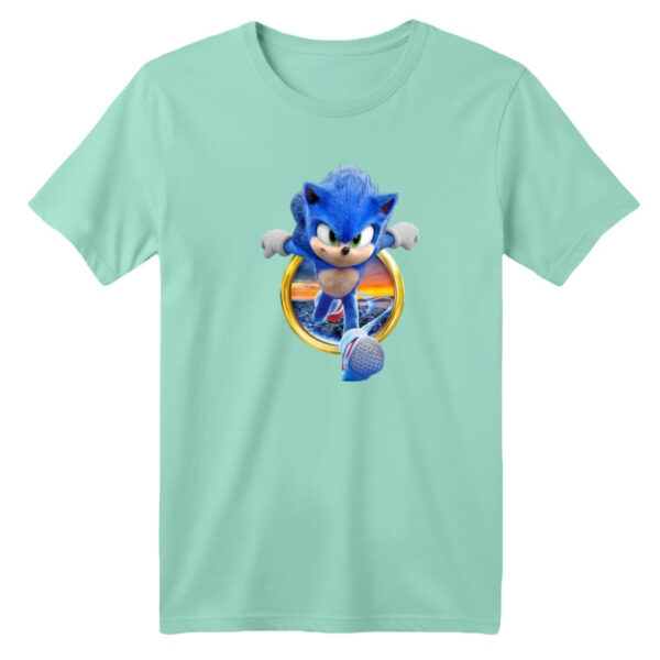 تی شرت آستین کوتاه بچگانه مدل سونیک کد ۱ رنگ سبز روشن