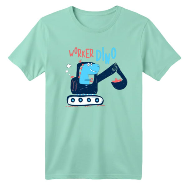 تی شرت آستین کوتاه بچگانه مدل دایناسور کد ۱۷ رنگ سبز روشن