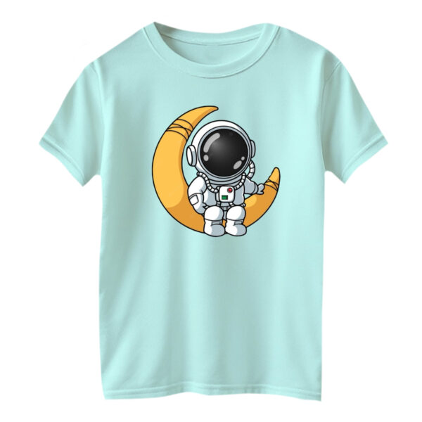 تی شرت آستین کوتاه بچگانه مدل فضانورد کد ۱۱  رنگ آبی روشن