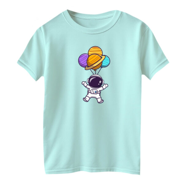 تی شرت آستین کوتاه بچگانه مدل فضانورد کد ۱۳ رنگ آبی روشن