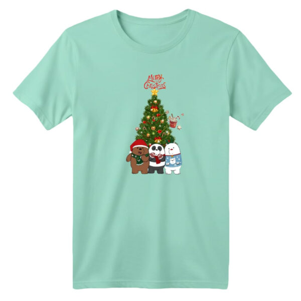 تی شرت آستین کوتاه بچگانه مدل خرس کریسمس کد 6 رنگ سبز روشن