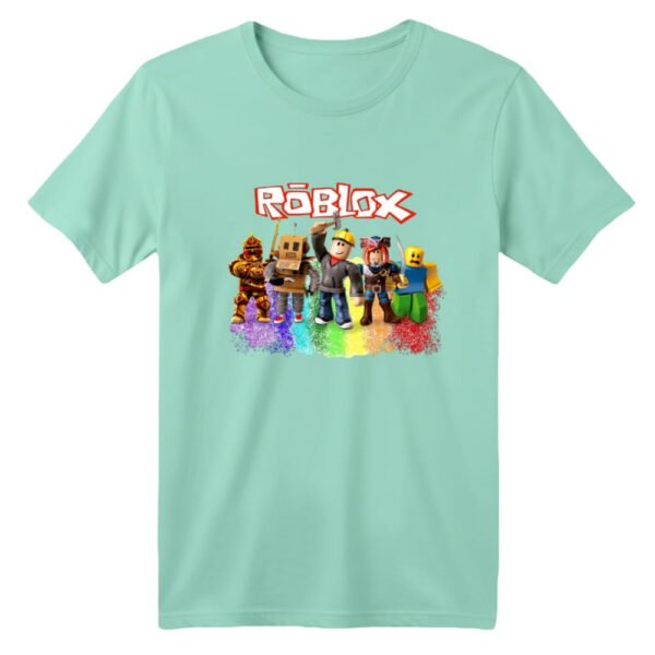 تی شرت آستین کوتاه بچگانه مدل روبلاکس کد 19 رنگ سبز روشن