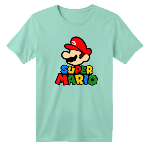 تی شرت آستین کوتاه بچگانه مدل سوپر ماریو رنگ سبز روشن