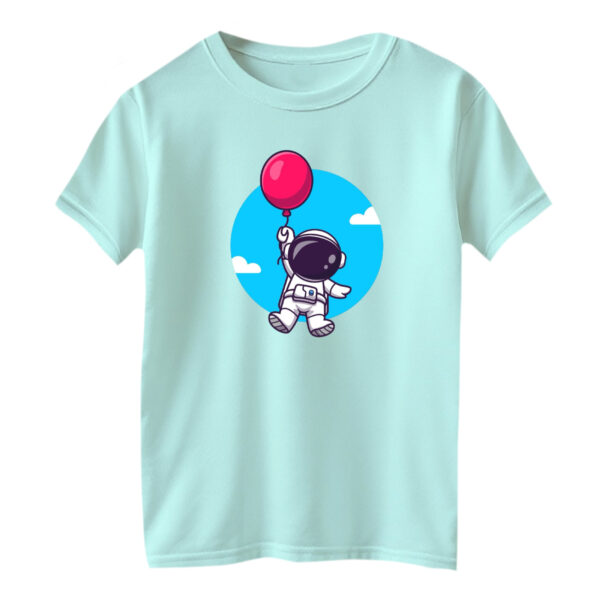 تی شرت آستین کوتاه بچگانه مدل فضانورد کد ۱۱ رنگ آبی روشن
