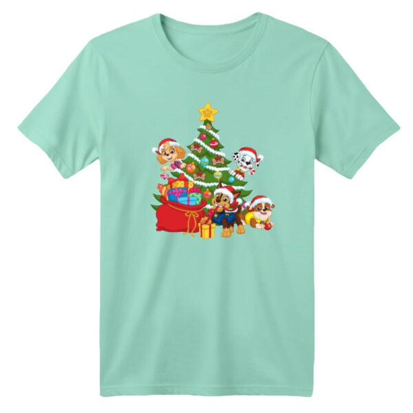 تی شرت آستین کوتاه بچگانه مدل سگ های نگهبان کریسمس رنگ سبز