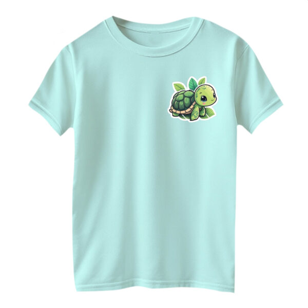 تی شرت آستین کوتاه بچگانه مدل لاکپشت  رنگ آبی روشن