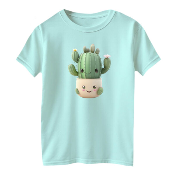 تی شرت آستین کوتاه بچگانه مدل کاکتوس کد ۲ رنگ آبی روشن