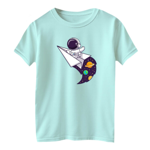تی شرت آستین کوتاه بچگانه مدل فضانورد کد ۱۲ رنگ آبی روشن