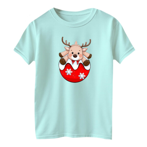 تی شرت آستین کوتاه بچگانه مدل گوزن کریسمس کد 4 رنگ آبی روشن