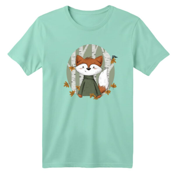 تی شرت آستین کوتاه بچگانه مدل روباه کد ۲ رنگ سبز روشن