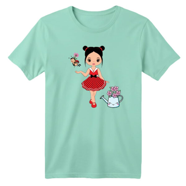 تی شرت آستین کوتاه بچگانه مدل دخترک کد ۱۰ رنگ سبز روشن