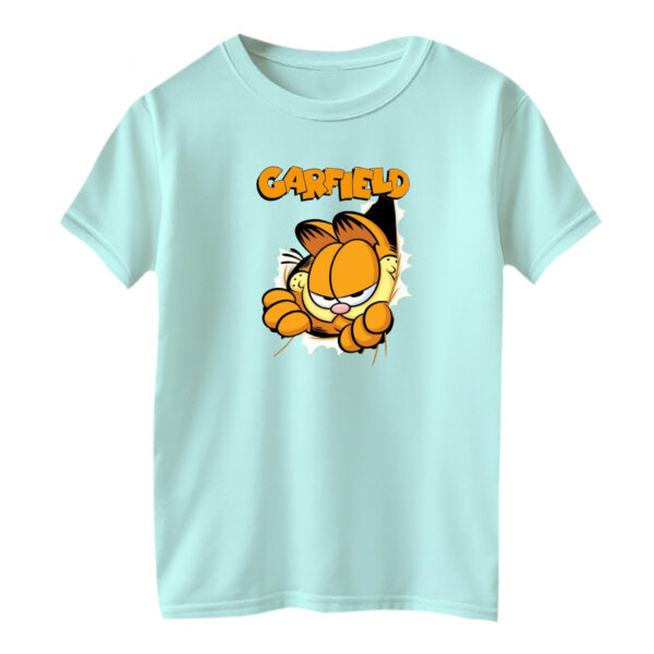 تی شرت آستین کوتاه بچگانه مدل گارفیلد کد ۲ رنگ آبی روشن
