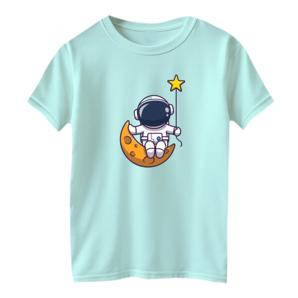 تی شرت آستین کوتاه بچگانه مدل فضانورد کد ۱۴ رنگ آبی روشن