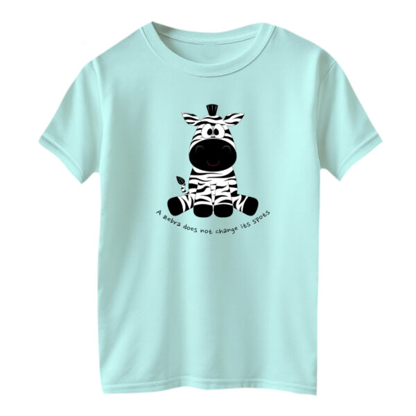 تی شرت آستین کوتاه بچگانه مدل گورخر کد ۱۴ رنگ آبی روشن