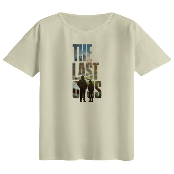 تی‌شرت  اورسایز آستین کوتاه زنانه مدل باکسی طرح LAST OF US رنگ کرم