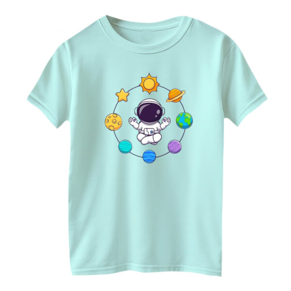 تی شرت آستین کوتاه بچگانه مدل فضانورد کد ۶ رنگ آبی روشن