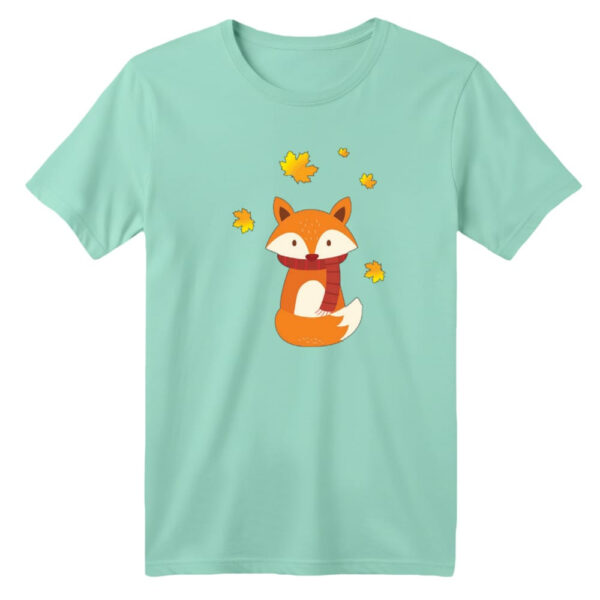 تی شرت آستین کوتاه بچگانه مدل روباه کد ۵ رنگ سبز روشن