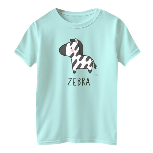 تی شرت آستین کوتاه بچگانه مدل گورخر کد ۳ رنگ آبی روشن