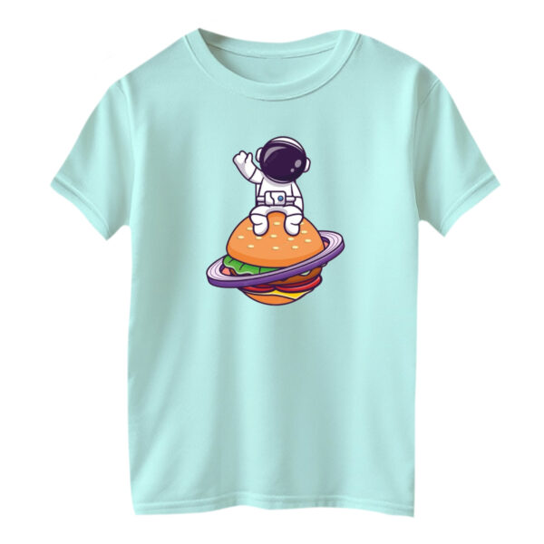 تی شرت آستین کوتاه بچگانه مدل فضانورد کد ۷ رنگ آبی روشن