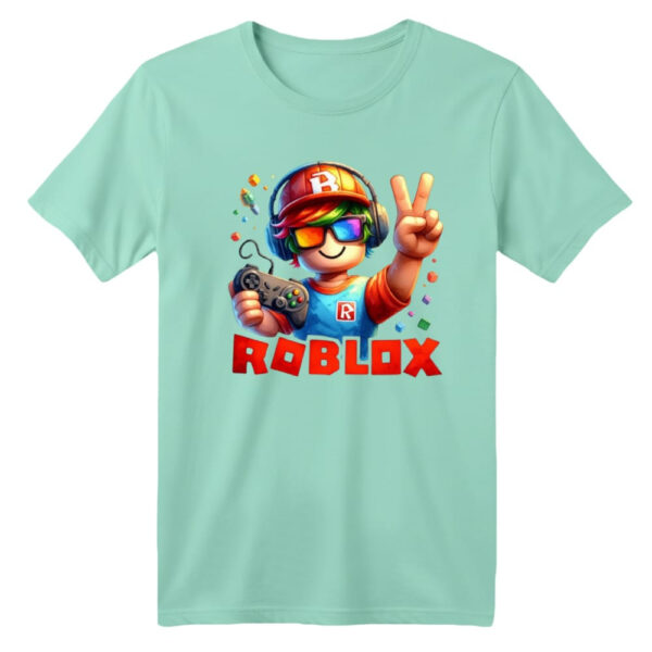 تی شرت آستین کوتاه بچگانه مدل روبلاکس کد 2 رنگ سبز روشن