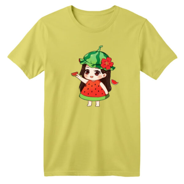 تی شرت آستین کوتاه بچگانه مدل دخترک یلدایی کد  8 رنگ زرد لیمویی