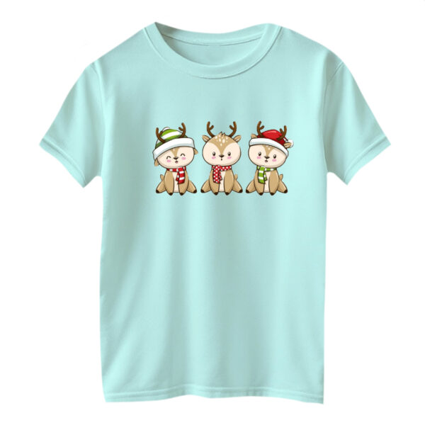 تی شرت آستین کوتاه بچگانه مدل گوزن کریسمس کد 14 رنگ آبی روشن