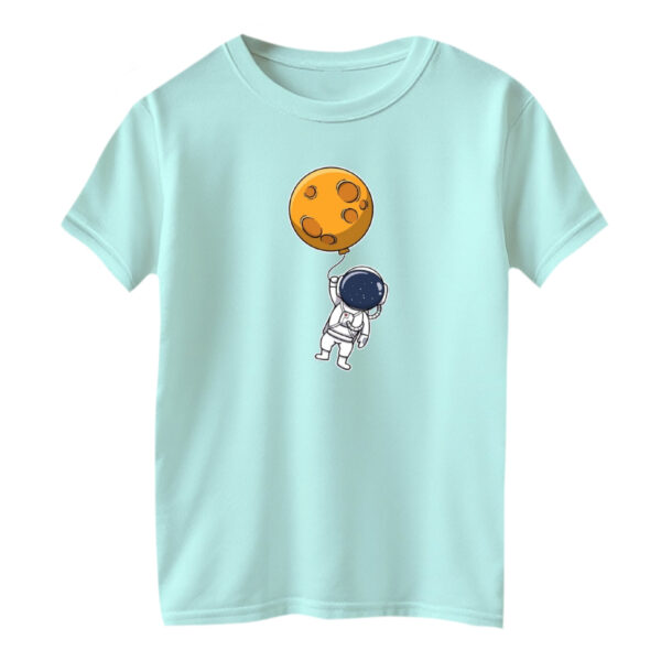 تی شرت آستین کوتاه بچگانه مدل فضانورد کد ۱ رنگ آبی روشن