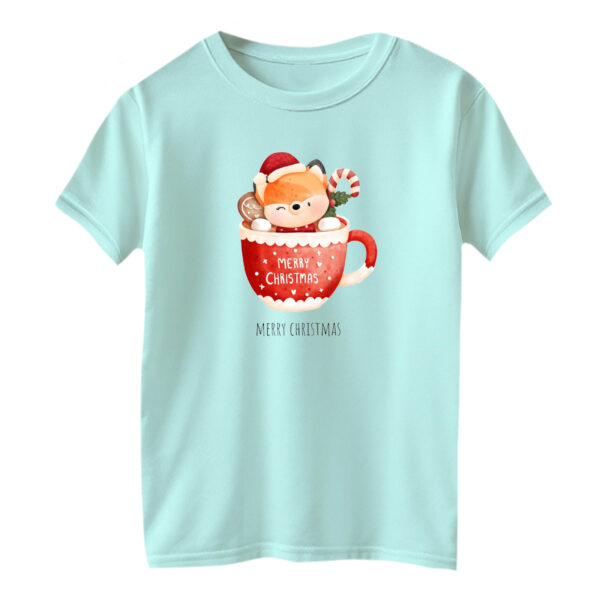 تی شرت آستین کوتاه بچگانه مدل گوزن کریسمس کد 1 رنگ آبی روشن