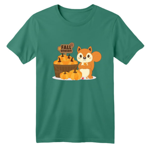 تی شرت آستین کوتاه بچگانه مدل سنجاب کد ۷ رنگ سبز سدری