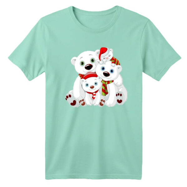 تی شرت آستین کوتاه بچگانه مدل خرس کریسمس کد 1 رنگ سبز روشن