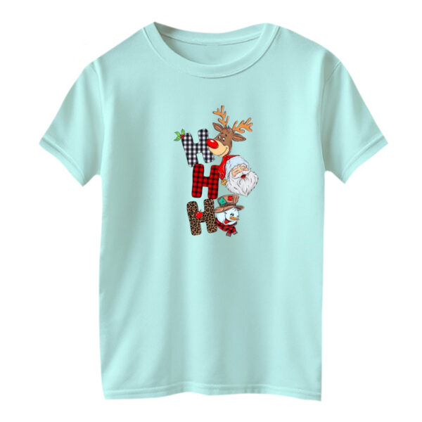 تی شرت آستین کوتاه بچگانه مدل گوزن کریسمس کد 21 رنگ آبی روشن