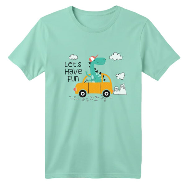 تی شرت آستین کوتاه بچگانه مدل دایناسور کد ۲۲ رنگ سبز روشن