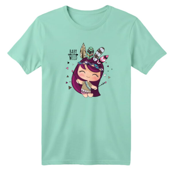 تی شرت آستین کوتاه بچگانه مدل دخترک کد ۱۶ رنگ سبز روشن