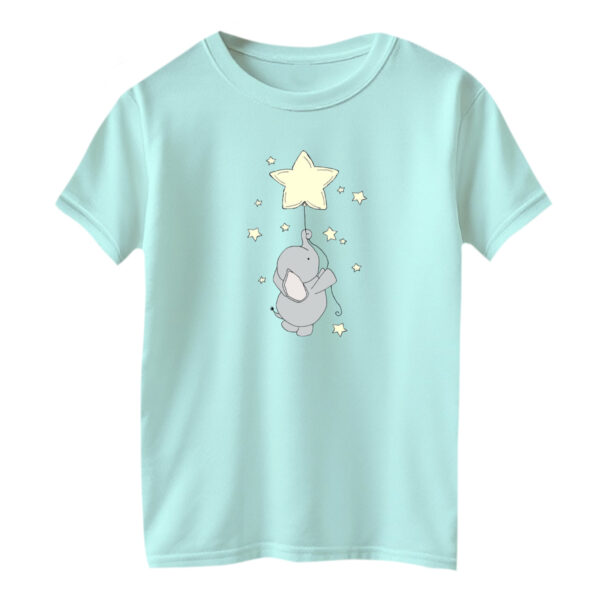 تی شرت آستین کوتاه بچگانه مدل فیل کد ۱۱ رنگ آبی روشن