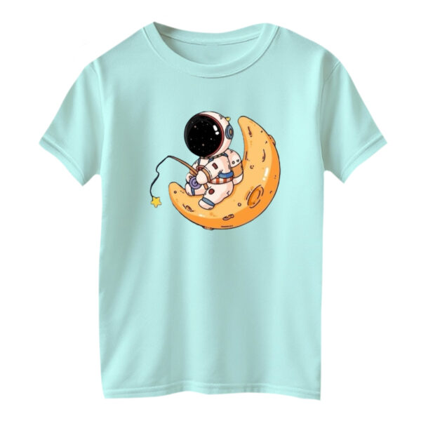 تی شرت آستین کوتاه بچگانه مدل فضانورد کد ۲۱ رنگ آبی روشن
