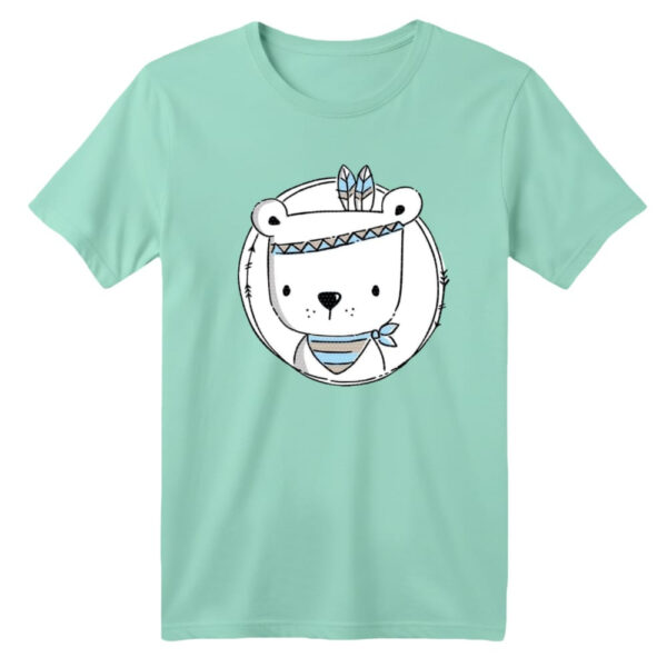 تی شرت آستین کوتاه بچگانه مدل خرس سرخپوست رنگ سبز روشن