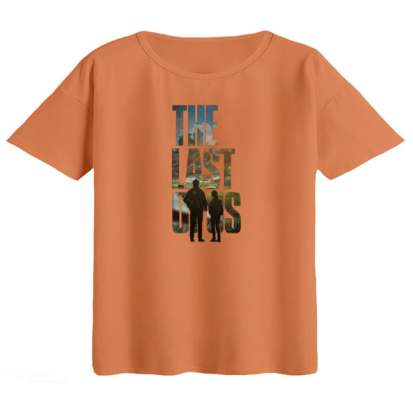 تی‌شرت  اورسایز آستین کوتاه زنانه مدل باکسی طرح LAST OF US رنگ گلبهی
