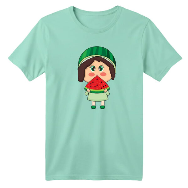 تی شرت آستین کوتاه بچگانه مدل دخترک یلدایی کد  9 رنگ سبز روشن