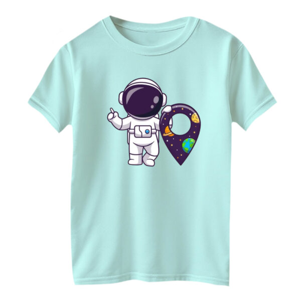 تی شرت آستین کوتاه بچگانه مدل فضانورد کد ۸ رنگ آبی روشن