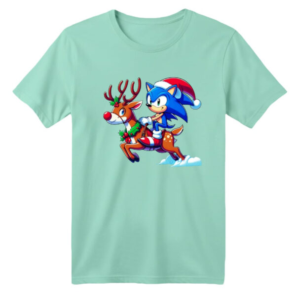 تی شرت آستین کوتاه بچگانه مدل سونیک کریسمس کد 2 رنگ سبز روشن