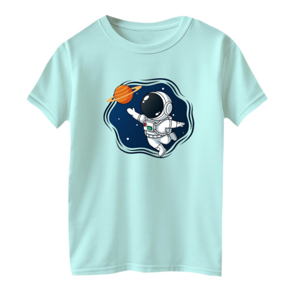 تی شرت آستین کوتاه بچگانه مدل فضانورد کد ۱۶ رنگ آبی روشن