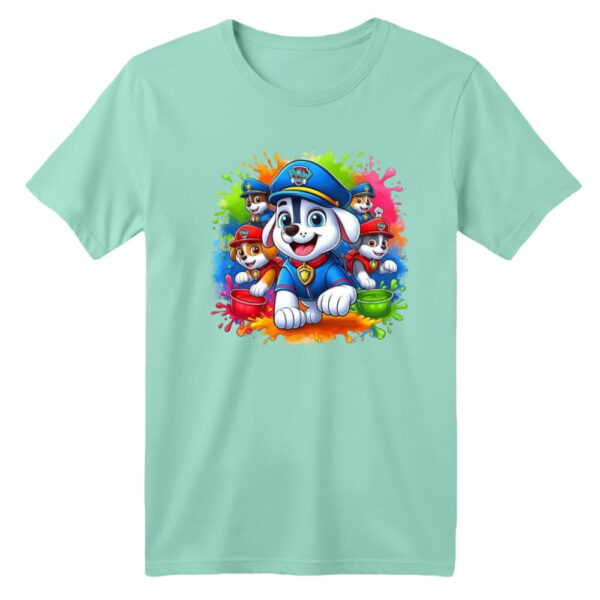 تی شرت آستین کوتاه بچگانه مدل سگ های نگهبان رنگ سبز